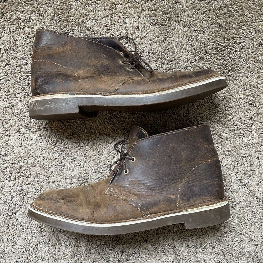 Clarks Men’s Desert Boots Brown Leather Chukka Shoes Size 10 US